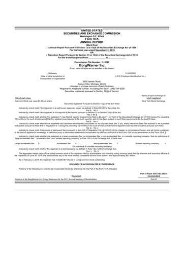 Thumbnail BorgWarner 10-K Annual Report 2016