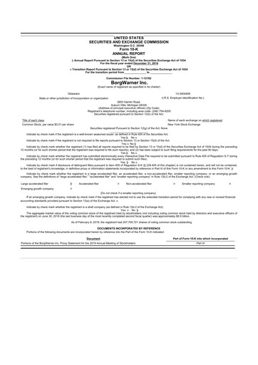 Thumbnail BorgWarner 10-K Annual Report 2018