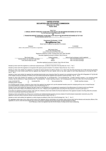 Thumbnail BorgWarner 10-K Annual Report 2023