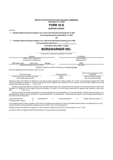 Miniature BorgWarner 10-Q Rapport trimestriel 2025 
