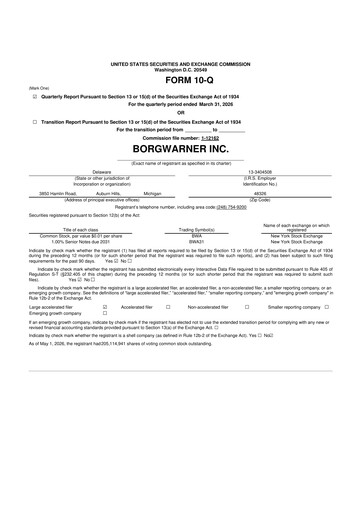 Vorschaubild BorgWarner 10-Q Quartalsbericht  