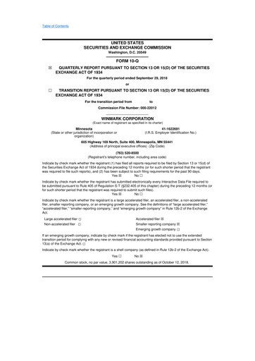 Thumbnail Winmark 10-Q Quarterly Report FY2018 