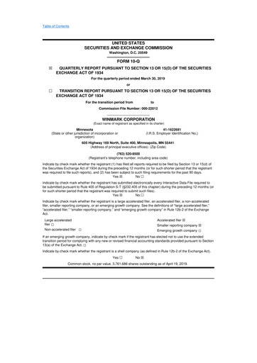 Thumbnail Winmark 10-Q Quarterly Report FY2019 