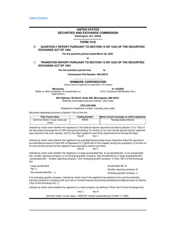 Thumbnail Winmark 10-Q Quarterly Report FY2020 