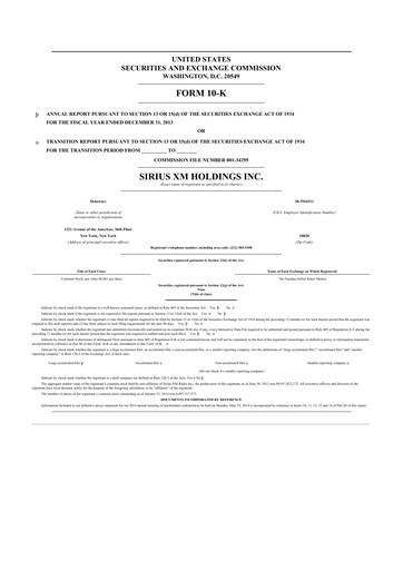 Thumbnail Sirius XM 10-K Annual Report 2013