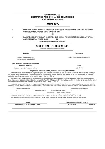 Thumbnail Sirius XM 10-Q Quarterly Report FY2014 