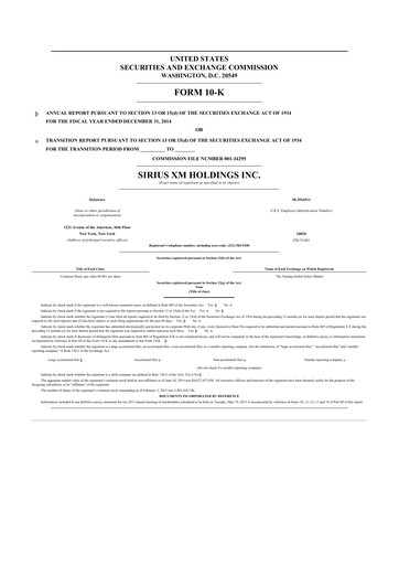 Thumbnail Sirius XM 10-K Annual Report 2014