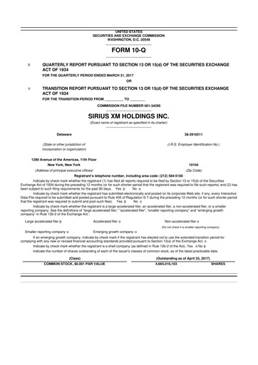 Thumbnail Sirius XM 10-Q Quarterly Report FY2017 