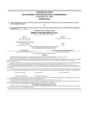 Thumbnail Sirius XM 10-K Annual Report 2018