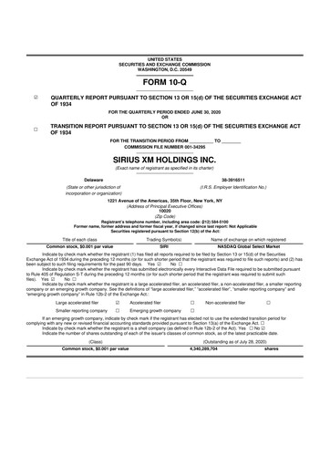 Thumbnail Sirius XM 10-Q Quarterly Report FY2020 