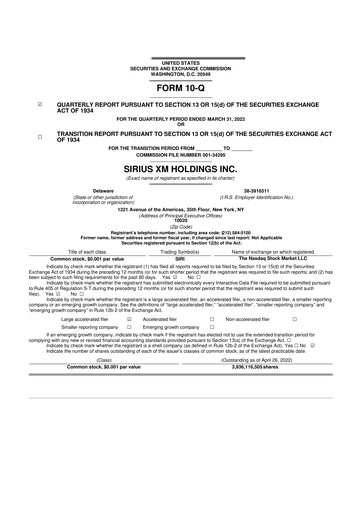 Thumbnail Sirius XM 10-Q Quarterly Report FY2022 