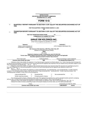 Thumbnail Sirius XM 10-Q Quarterly Report FY2023 