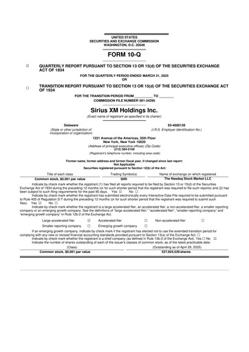 Thumbnail Sirius XM 10-Q Quarterly Report FY2025 