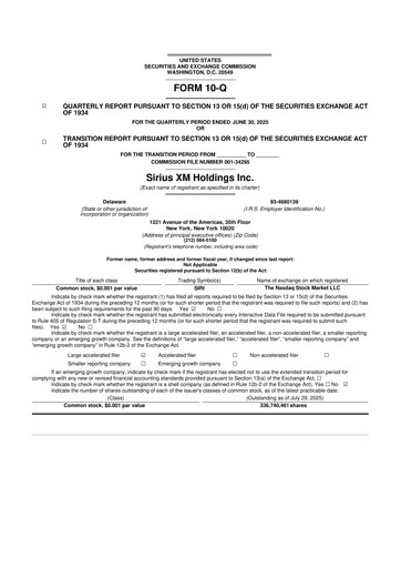 Thumbnail Sirius XM 10-Q Quarterly Report FY2025 