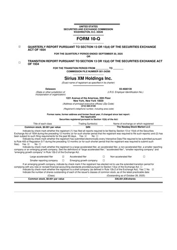Thumbnail Sirius XM 10-Q Quarterly Report FY2025 