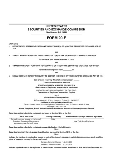 Miniature Sociedad Química y Minera 20-F Rapport annuel 