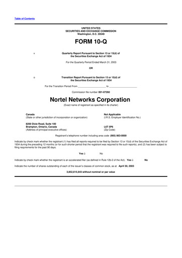 Vorschaubild Nortel Networks 10-Q Quartalsbericht  