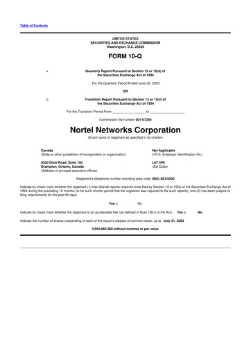 Vorschaubild Nortel Networks 10-Q Quartalsbericht  