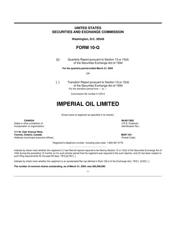 Thumbnail Imperial Oil
 10-Q Quarterly Report FY 