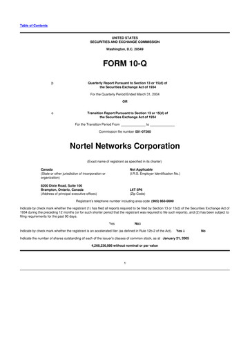 Vorschaubild Nortel Networks 10-Q Quartalsbericht  