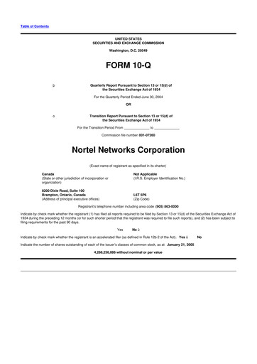 Vorschaubild Nortel Networks 10-Q Quartalsbericht  