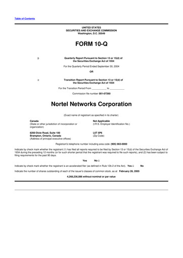 Vorschaubild Nortel Networks 10-Q Quartalsbericht  