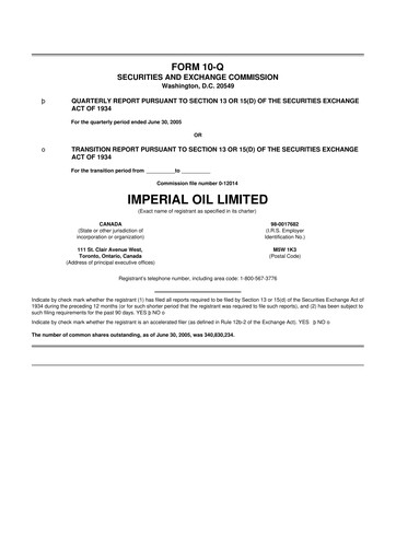 Thumbnail Imperial Oil
 10-Q Quarterly Report FY 
