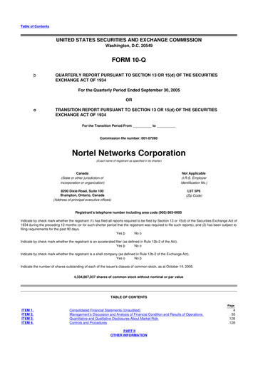 Vorschaubild Nortel Networks 10-Q Quartalsbericht  