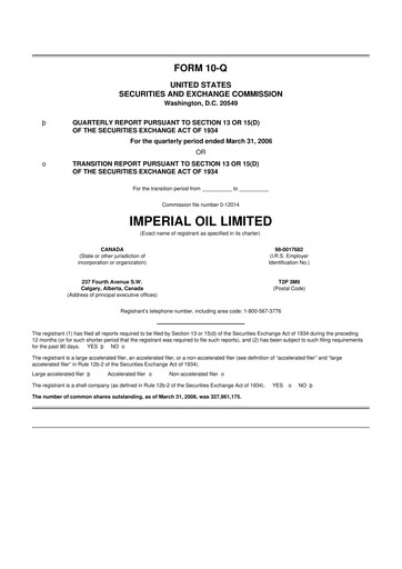 Thumbnail Imperial Oil
 10-Q Quarterly Report FY 