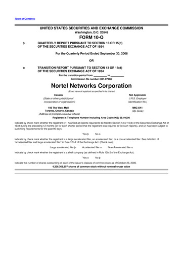 Vorschaubild Nortel Networks 10-Q Quartalsbericht  