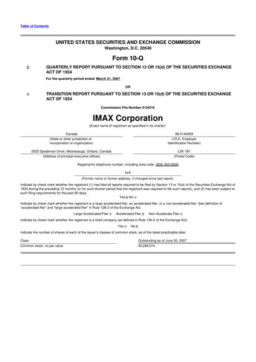 Thumbnail Imax Corp 10-Q Quarterly Report FY 