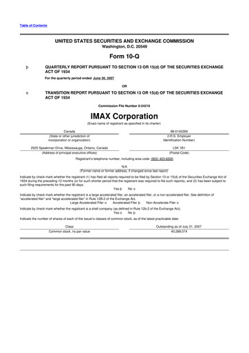 Thumbnail Imax Corp 10-Q Quarterly Report FY 