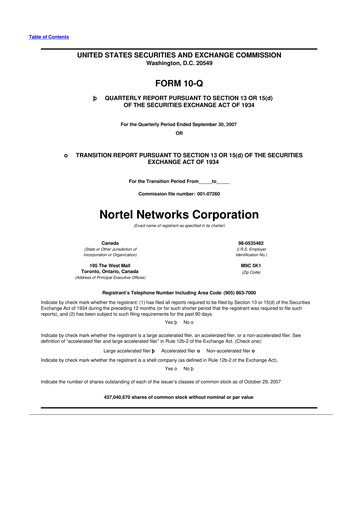 Vorschaubild Nortel Networks 10-Q Quartalsbericht  