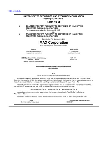 Thumbnail Imax Corp 10-Q Quarterly Report FY 