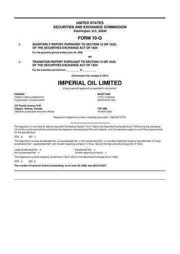 Thumbnail Imperial Oil
 10-Q Quarterly Report FY 