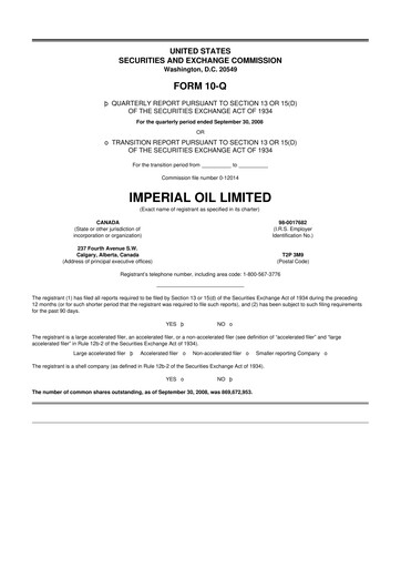 Thumbnail Imperial Oil
 10-Q Quarterly Report FY 