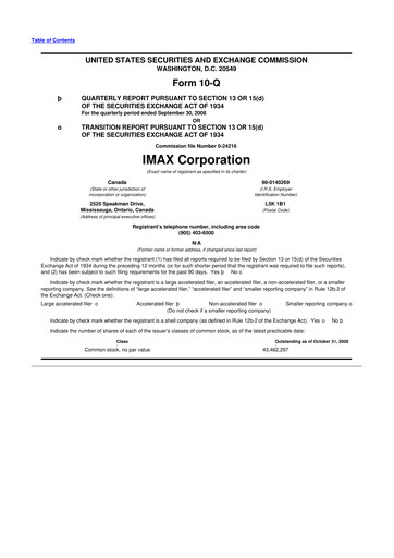Thumbnail Imax Corp 10-Q Quarterly Report FY 