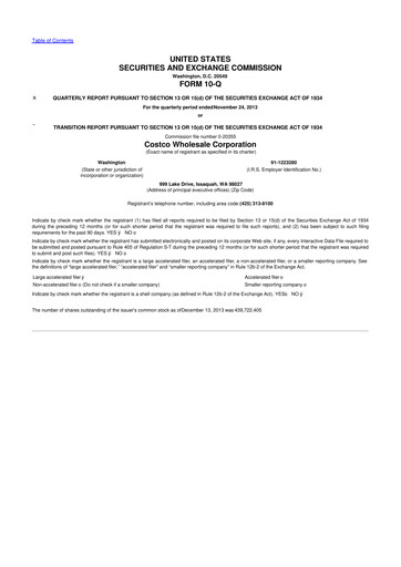 Miniature Costco 10-Q Rapport trimestriel 2014 