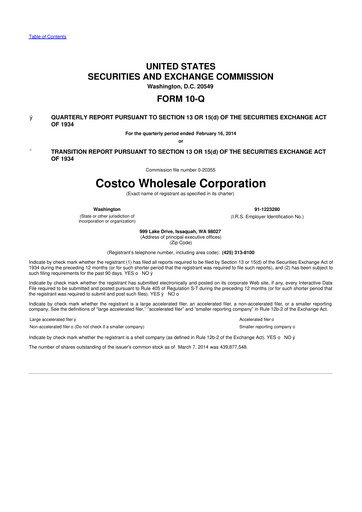 Miniature Costco 10-Q Rapport trimestriel 2014 