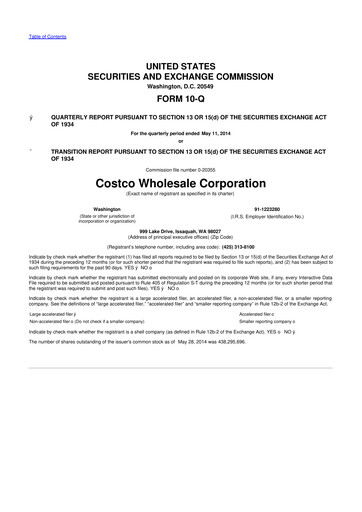 Miniature Costco 10-Q Rapport trimestriel 2014 