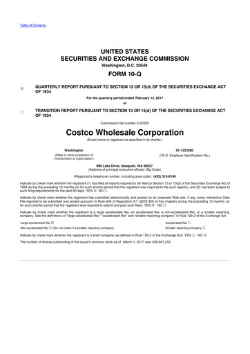 Miniature Costco 10-Q Rapport trimestriel 2017 