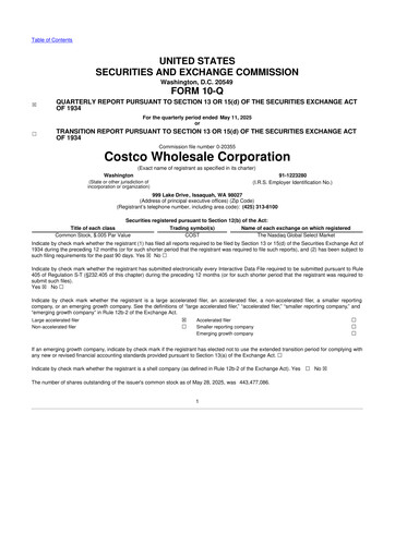 Miniature Costco 10-Q Rapport trimestriel 2025 