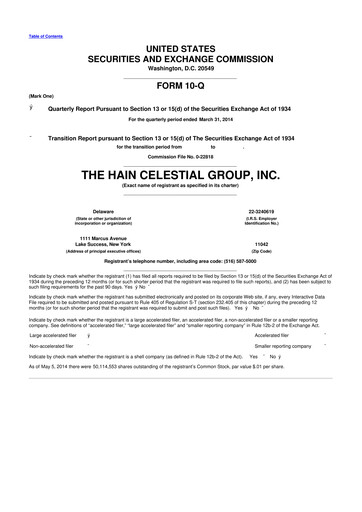 Thumbnail Hain Celestial 10-Q Quarterly Report FY2014 