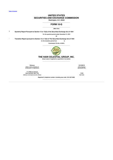 Thumbnail Hain Celestial 10-Q Quarterly Report FY2019 