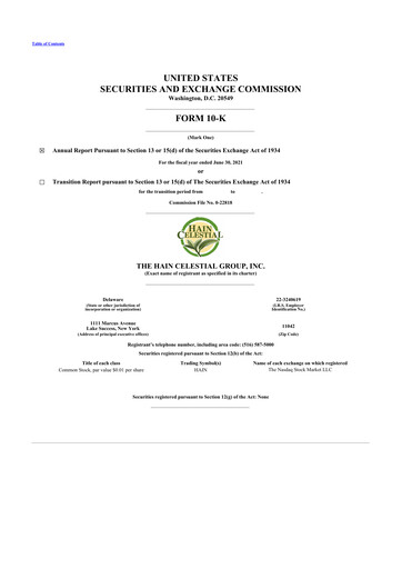 Thumbnail Hain Celestial 10-K Annual Report 2021