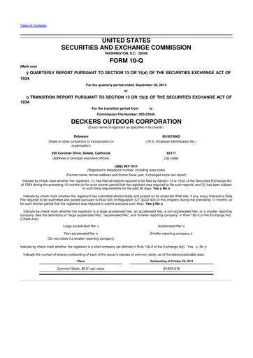 Thumbnail Deckers Brands 10-Q Quarterly Report FY2015 