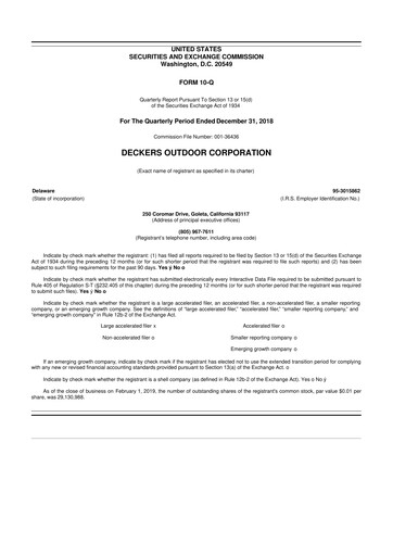 Thumbnail Deckers Brands 10-Q Quarterly Report FY2019 