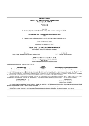 Thumbnail Deckers Brands 10-Q Quarterly Report FY2021 