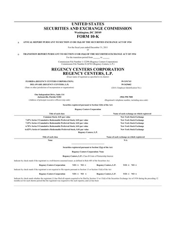Vorschaubild Regency Centers
 10-K Jahresbericht 2011