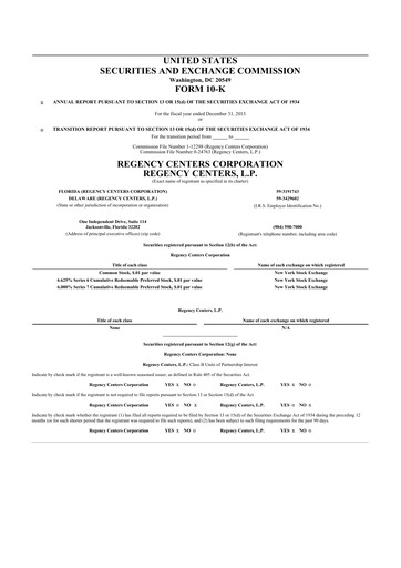 Vorschaubild Regency Centers
 10-K Jahresbericht 2013